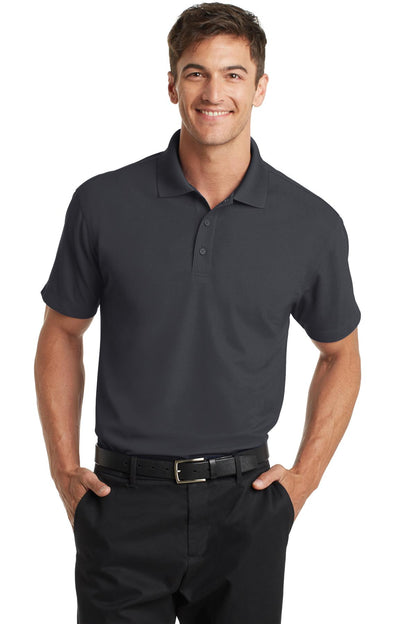 Front View of Battleship Gry Port Authority Dry Zone Grid Polo. K572 plain