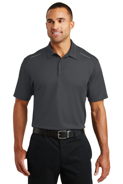 Front View of Battleship Gry Port Authority Pinpoint Mesh Polo. K580 plain