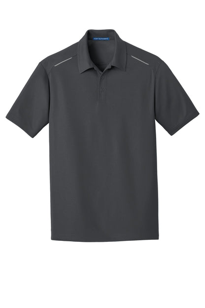 Front View of Battleship Gry Port Authority Pinpoint Mesh Polo. K580 plain