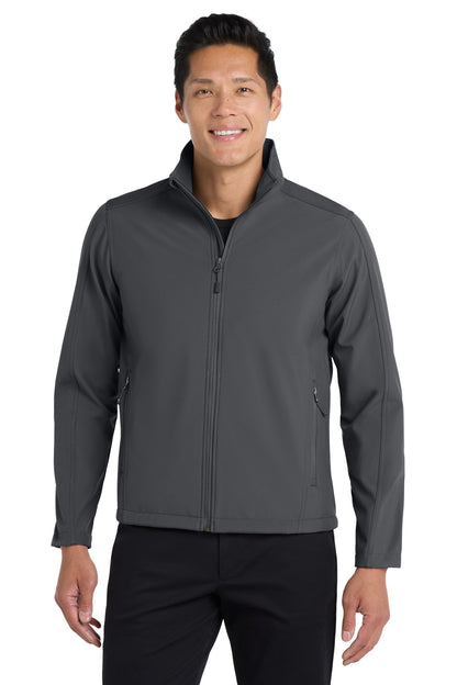 Front View of Battleship Gry Port Authority Tall Core Soft Shell Jacket. TLJ317 plain