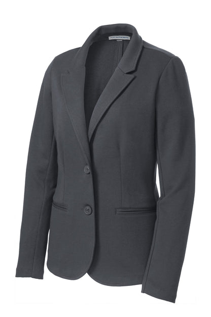 Front View of Battleship Gry Port Authority Women's Knit Blazer. LM2000 plain