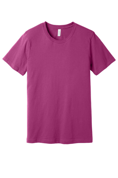 Front View of Berry BELLA+CANVAS Unisex Jersey Short Sleeve Tee. BC3001 plain