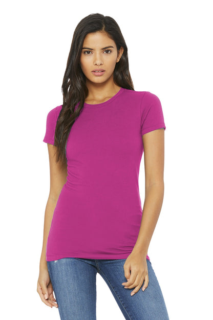 Front View of Berry BELLA+CANVAS Women's Slim Fit Tee. BC6004 plain