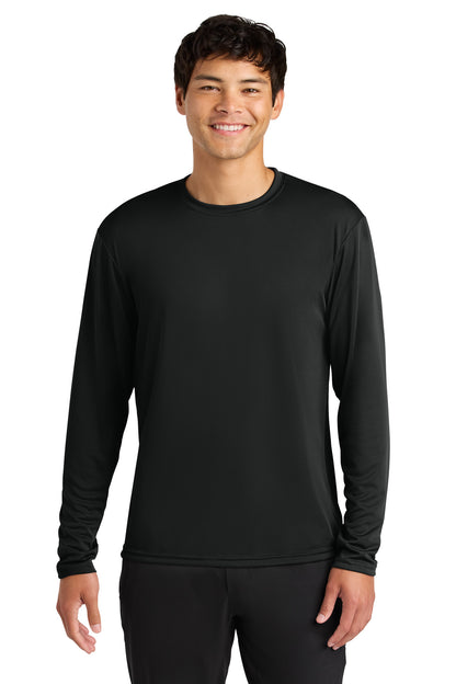 Front View of Black A4 Cooling Performance Long Sleeve Tee A4N3165 plain