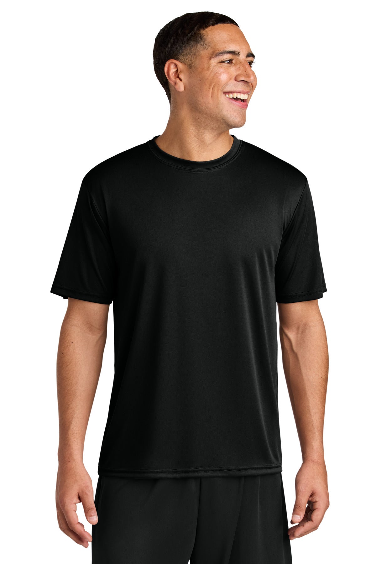 Front View of Black A4 Cooling Performance Short Sleeve Tee A4N3142 plain