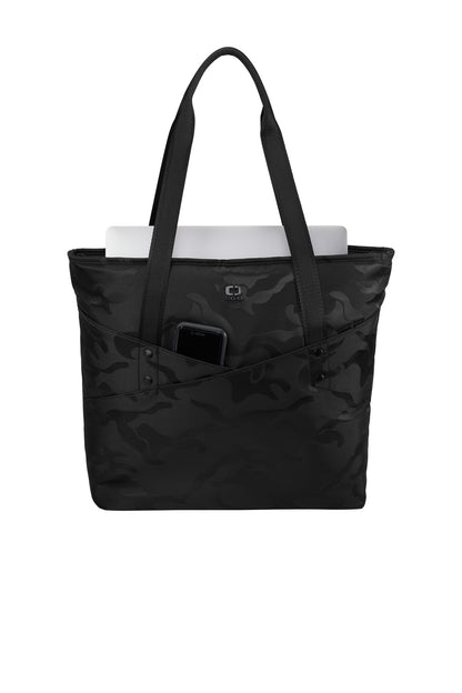 Front View of Black Camo OGIO Downtown Tote. 94000 plain