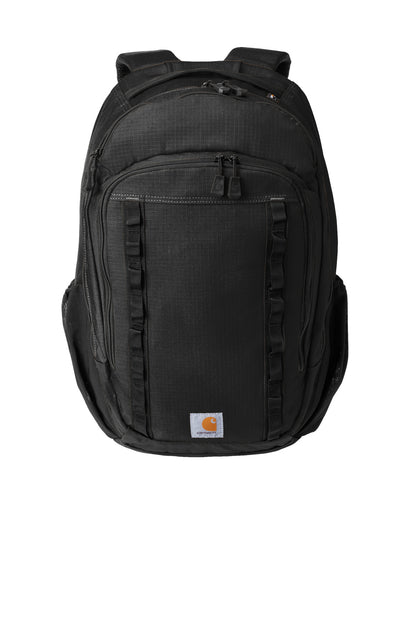Front View of Black Carhartt 25L Ripstop Backpack CTB0000481 plain