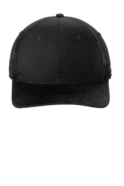 Front View of Black Carhartt Canvas Mesh Back Cap CT105298 plain