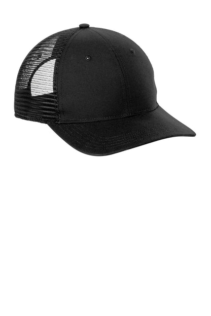 Front View of Black Carhartt Canvas Mesh Back Cap CT105298 plain