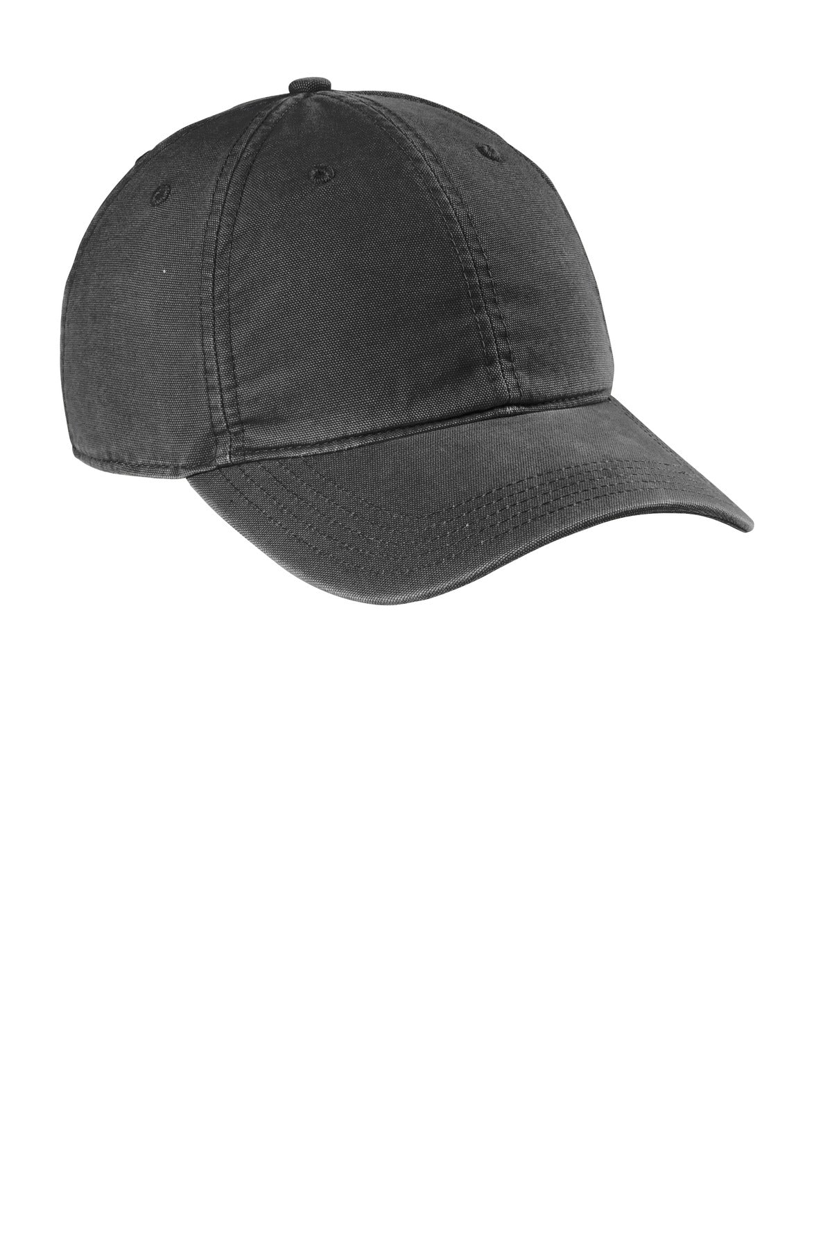 Front View of Black Carhartt Cotton Canvas Cap CT103938 plain