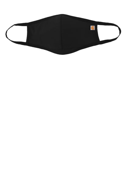 Front View of Black Carhartt Cotton Ear Loop Face Mask (3 pack) CT105160 plain