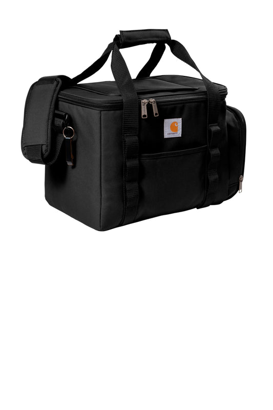 Front View of Black Carhartt Duffel 36-Can Cooler. CT89520701 plain