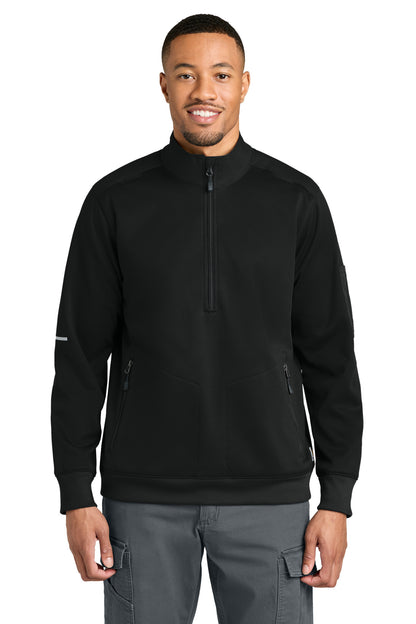 Front View of Black Carhartt FLD & RSCU 1/2-Zip Mid-Layer CTC86912 plain