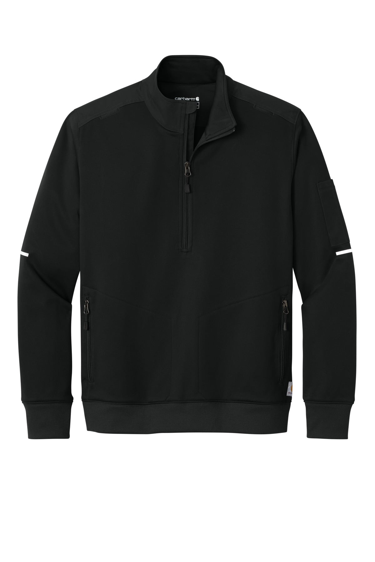 Front View of Black Carhartt FLD & RSCU 1/2-Zip Mid-Layer CTC86912 plain