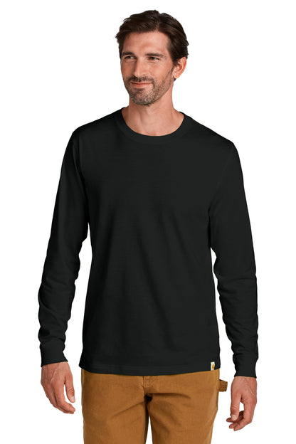 Front View of Black Carhartt Long Sleeve T-Shirt CT106921 plain