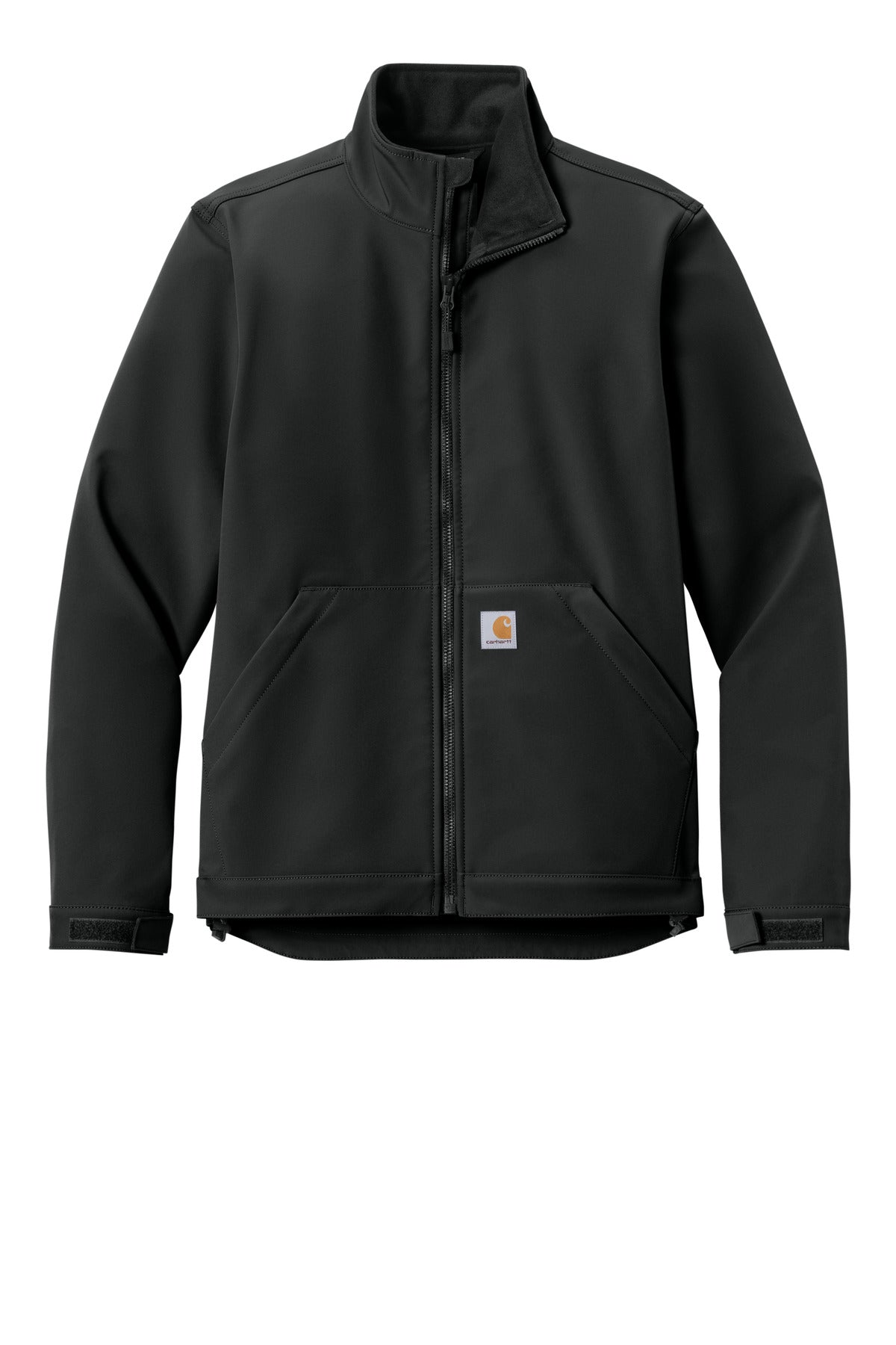 Front View of Black Carhartt Rain Defender Soft Shell Jacket CT106438 plain