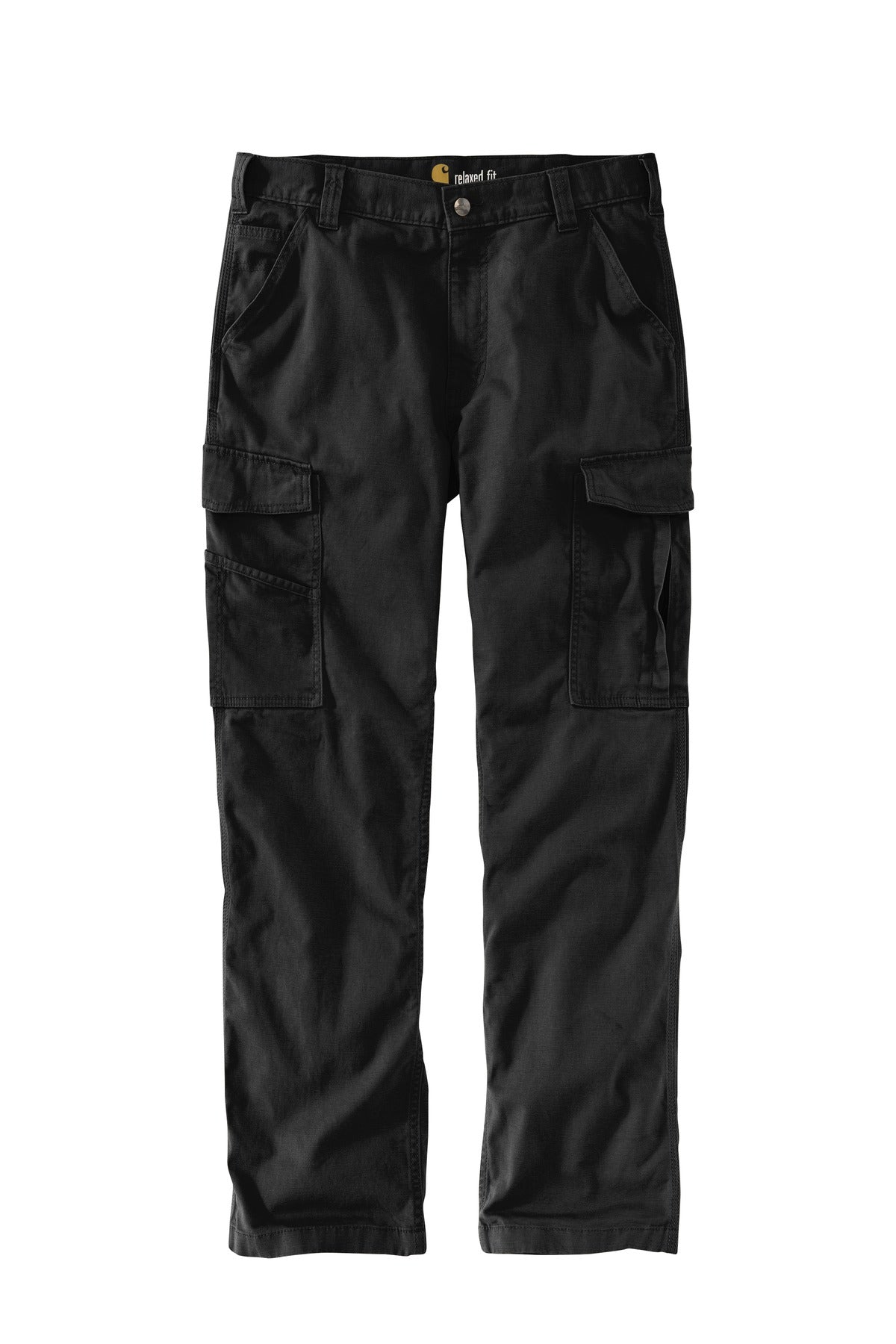 Front View of Black Carhartt Rugged Flex Rigby Cargo Pant CT103574 plain