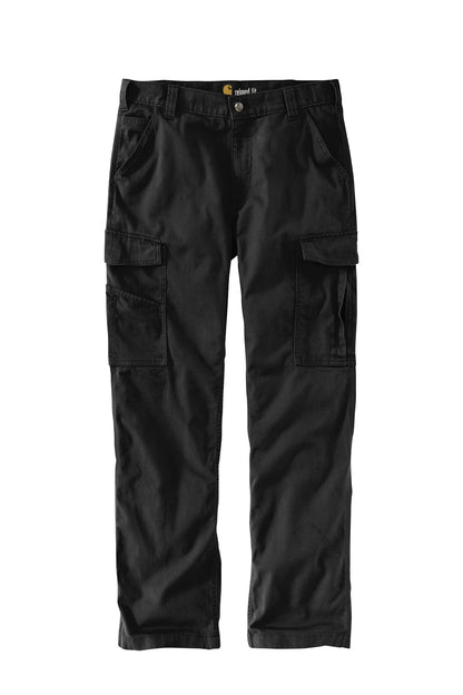 Front View of Black Carhartt Rugged Flex Rigby Cargo Pant CT103574 plain