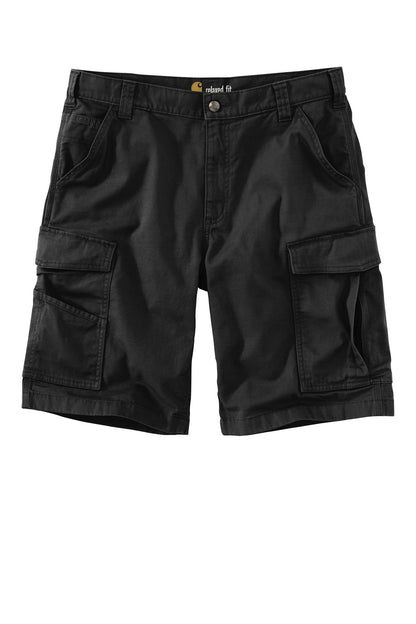 Front View of Black Carhartt Rugged Flex Rigby Cargo Short CT103542 plain