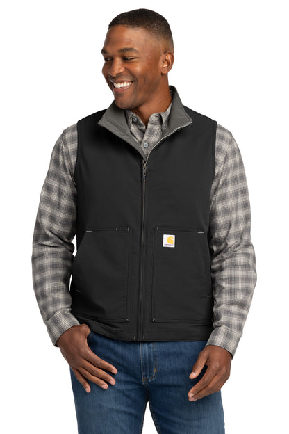 Front View of Black Carhartt Super Dux Soft Shell Vest CT105535 plain