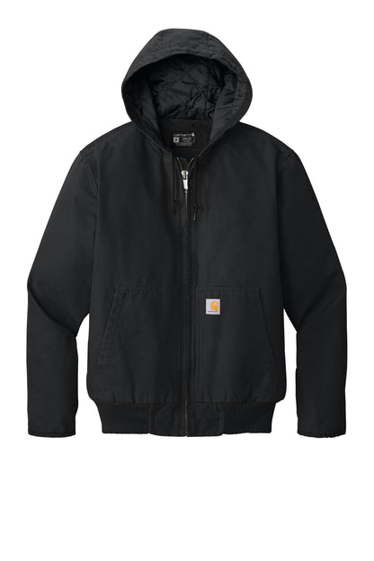 Front View of Black Carhartt Washed Duck Active Jac. CT104050 plain