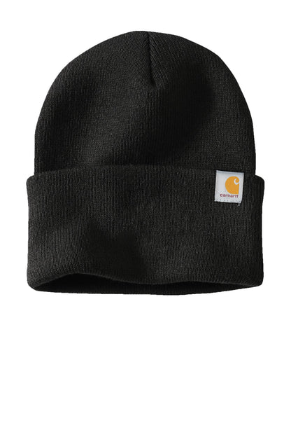 Front View of Black Carhartt Watch Cap 2.0 CT104597 plain