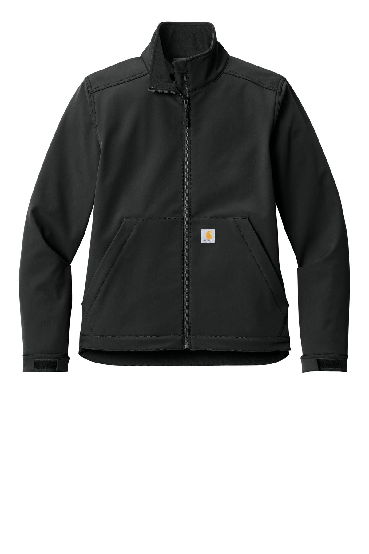 Front View of Black Carhartt Women's Rain Defender Soft Shell Jacket CT107115 plain