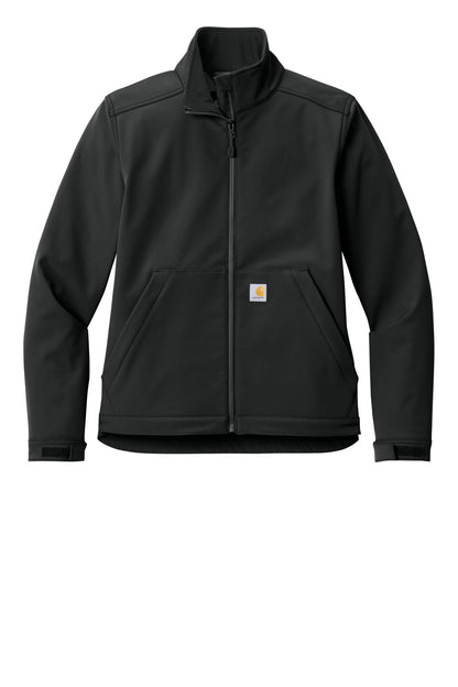 Front View of Black Carhartt Women's Rain Defender Soft Shell Jacket CT107115 plain