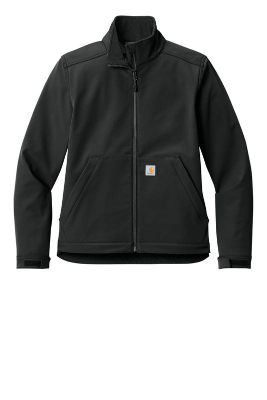 Front View of Black Carhartt Women's Rain Defender Soft Shell Jacket CT107115 plain