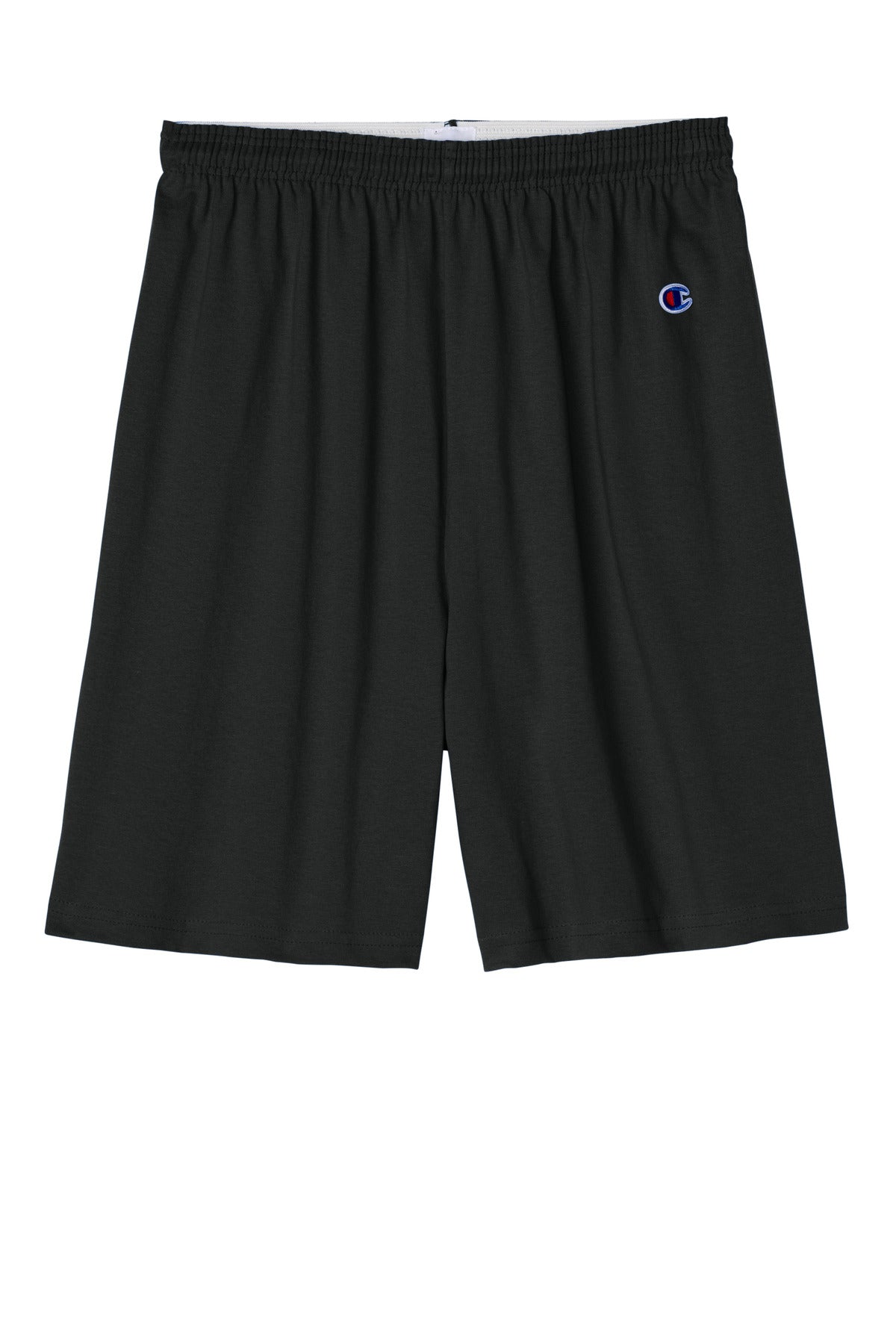 Front View of Black Champion Cotton Gym Short 8187 plain