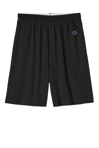 Front View of Black Champion Cotton Gym Short 8187 plain
