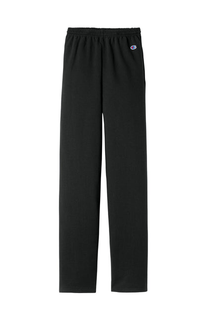 Front View of Black Champion Powerblend Open Bottom Sweatpant P800 plain