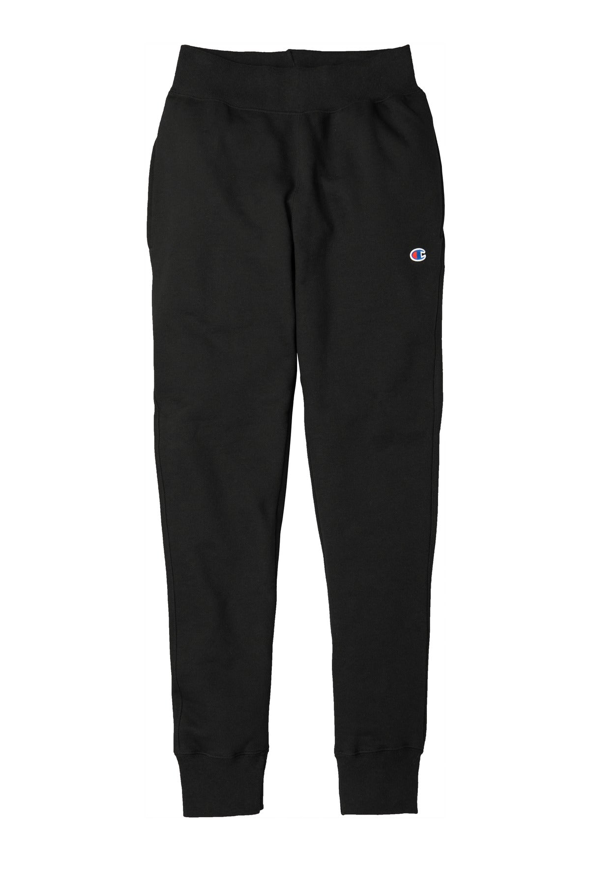 Front View of Black Champion Reverse Weave Jogger RW25 plain
