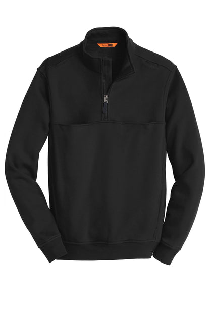 Front View of Black CornerStone 1/2-Zip Job Shirt. CS626 plain
