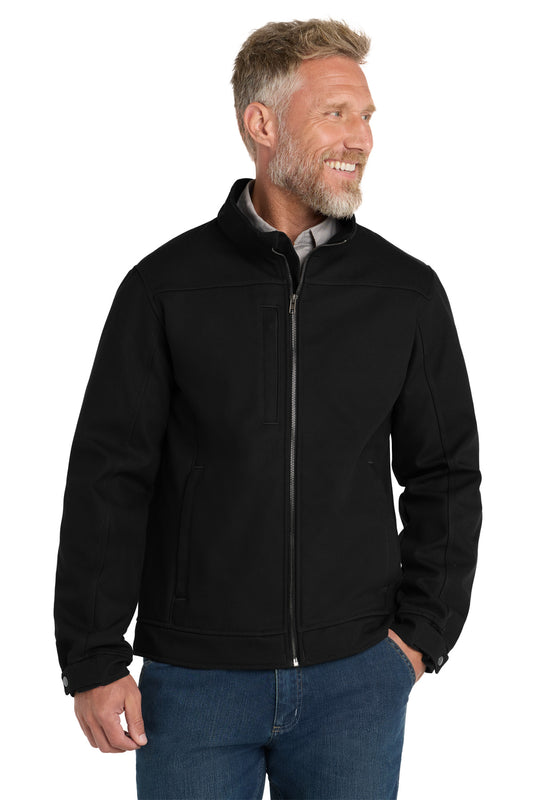Front View of Black CornerStone Duck Bonded Soft Shell Jacket CSJ60 plain