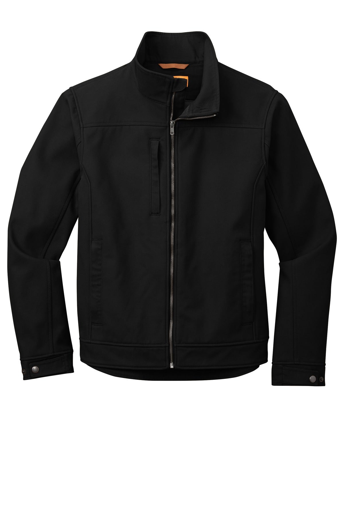 Front View of Black CornerStone Duck Bonded Soft Shell Jacket CSJ60 plain