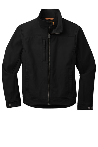 Front View of Black CornerStone Duck Bonded Soft Shell Jacket CSJ60 plain