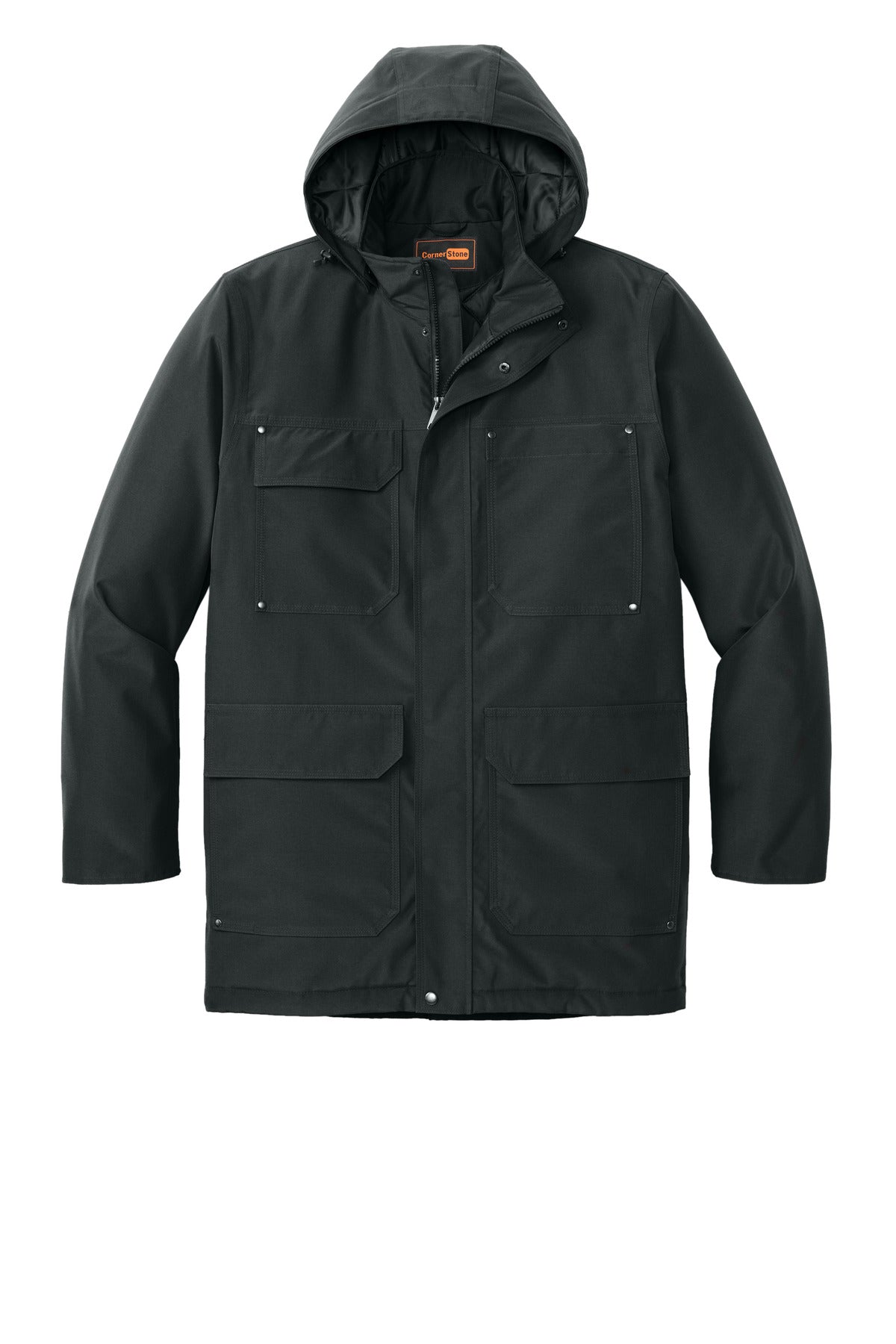 Front View of Black CornerStone Elements Insulated Parka CSJ10 plain