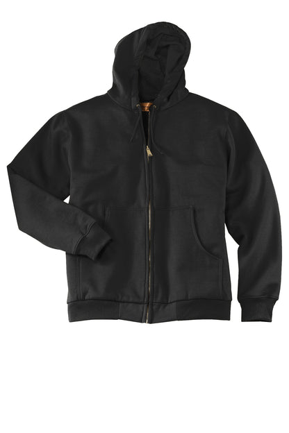 Front View of Black CornerStone - Heavyweight Full-Zip Hooded Sweatshirt with Thermal Lining. CS620 plain