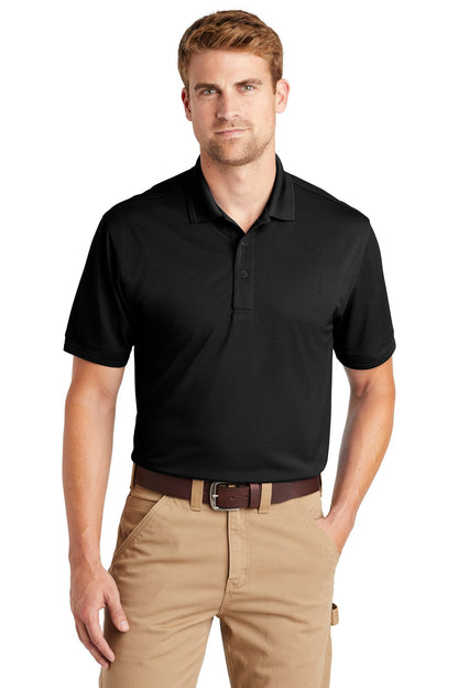 Front View of Black CornerStone Industrial Snag-Proof Pique Polo. CS4020 plain