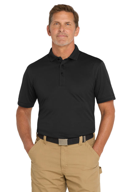 Front View of Black CornerStone Industrial Snag-Proof Pique Polo. CS4020 plain