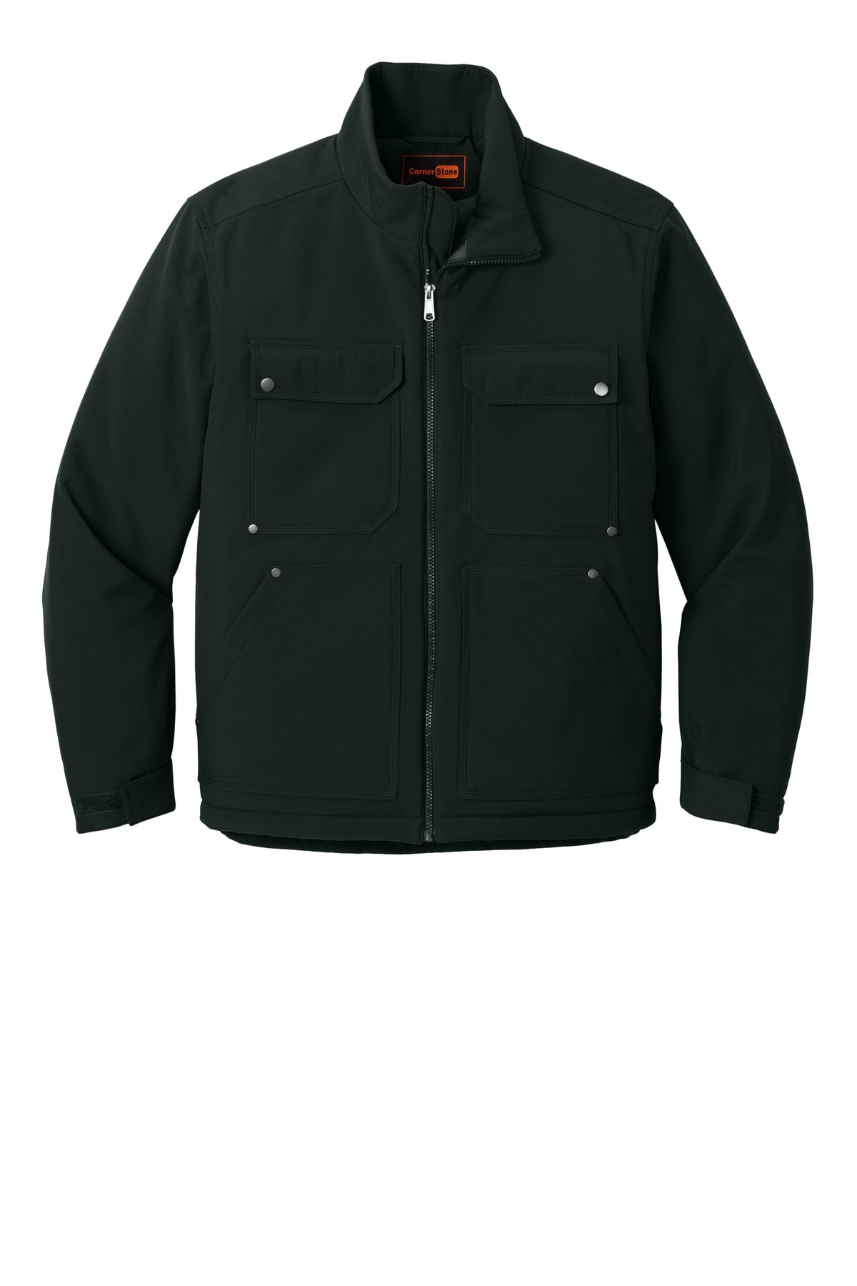Front View of Black CornerStone Insulated Workwear Soft Shell CSJ75 plain