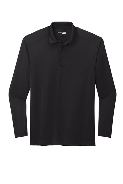 Front View of Black CornerStone Select Lightweight Snag-Proof Long Sleeve Polo CS418LS plain