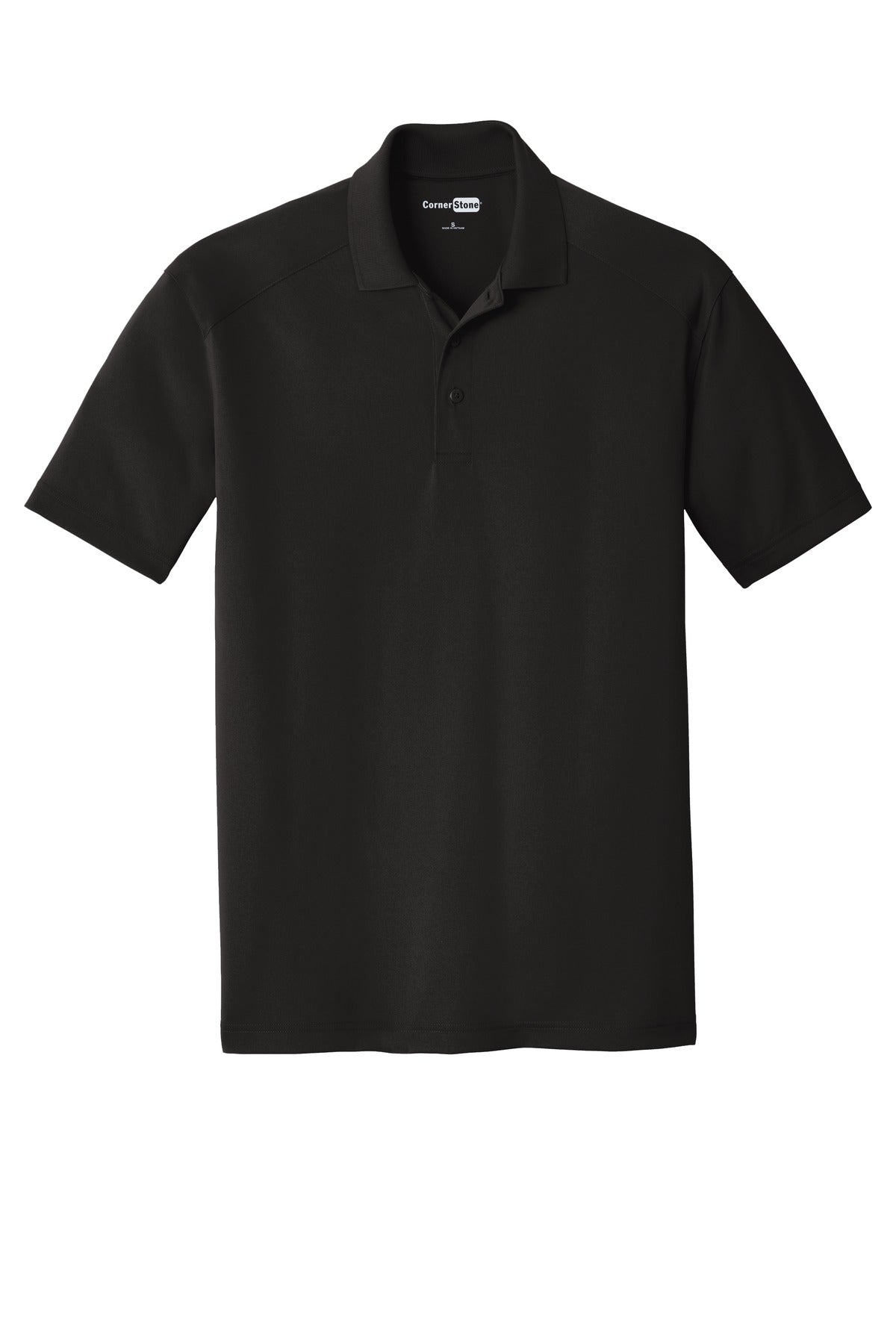 Front View of Black CornerStone Select Lightweight Snag-Proof Polo. CS418 plain
