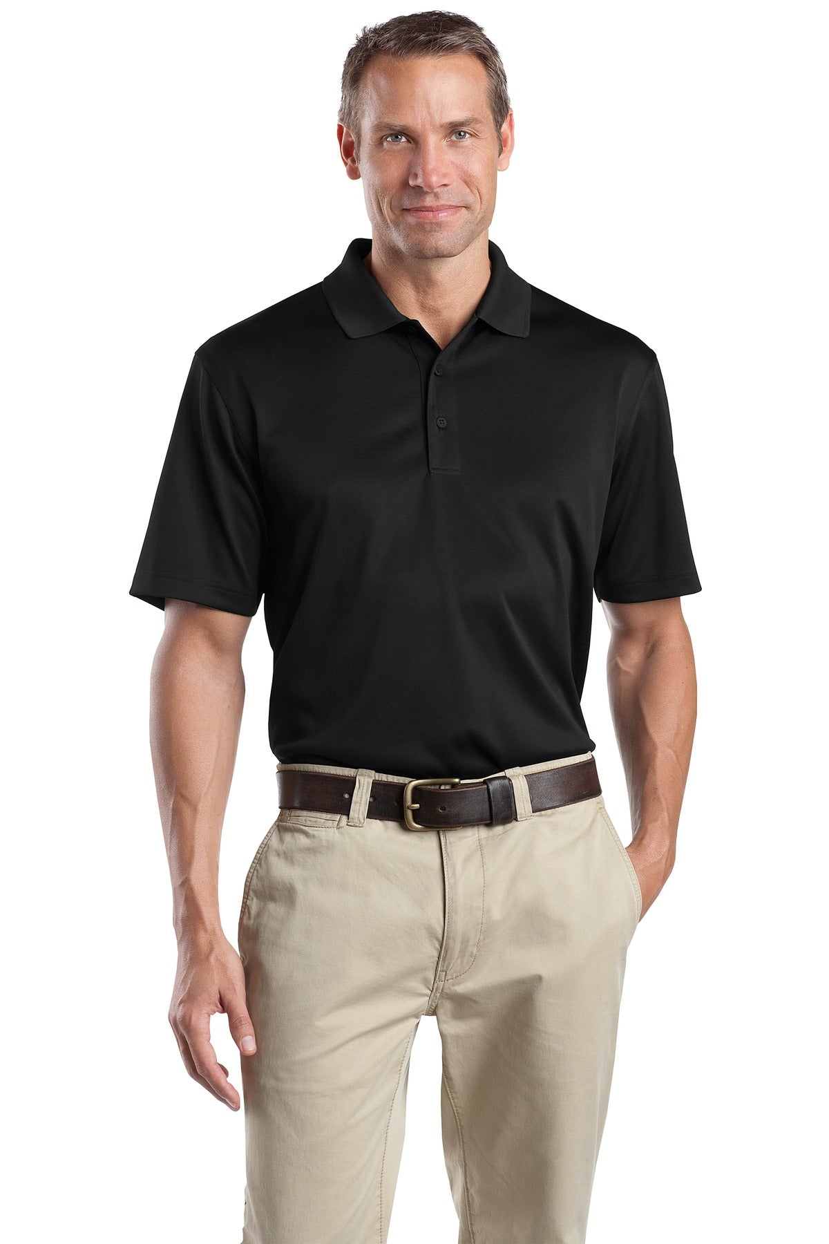 Front View of Black CornerStone - Select Snag-Proof Polo. CS412 plain
