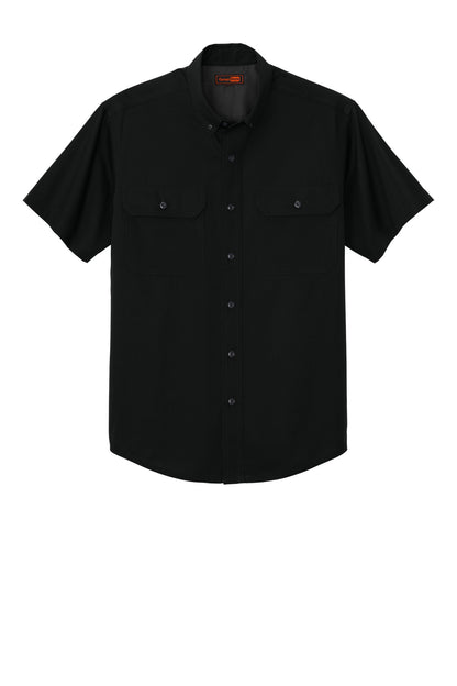 Front View of Black CornerStone Short Sleeve Select Ripstop Shirt CSW175 plain