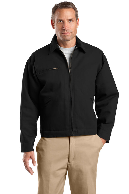 Front View of Black CornerStone Tall Duck Cloth Work Jacket. TLJ763 plain