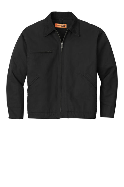 Front View of Black CornerStone Tall Duck Cloth Work Jacket. TLJ763 plain