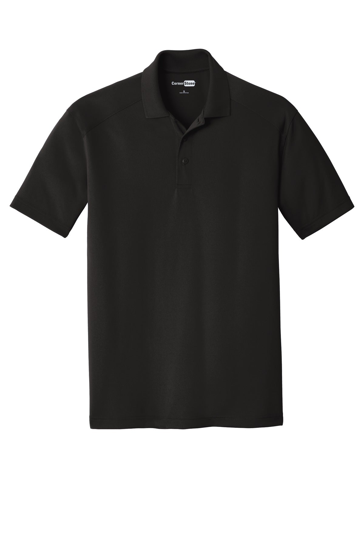 Front View of Black CornerStone Tall Select Lightweight Snag-Proof Polo TLCS418 plain