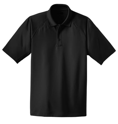 Front View of Black CornerStone Tall Select Snag-Proof Tactical Polo. TLCS410 plain